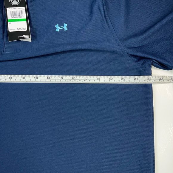 Under Armour Mens Heatgear Playoff Pique Golf Polo Shirt Blue Short Sleeve L $65 - Picture 11 of 12